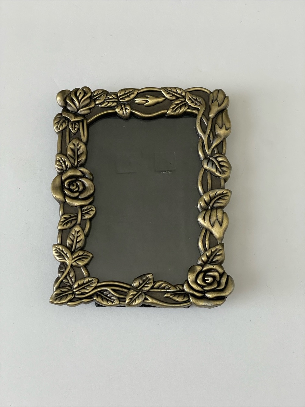 Small Vintage Bronze Gold Victorian Style Roses Ornate Picture Frame.